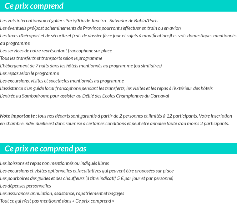 Conditions tarifaires
