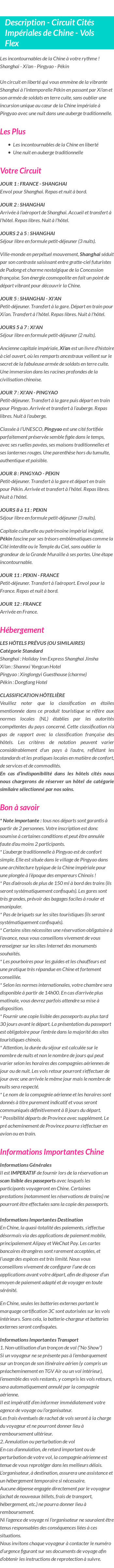 Détails du séjour