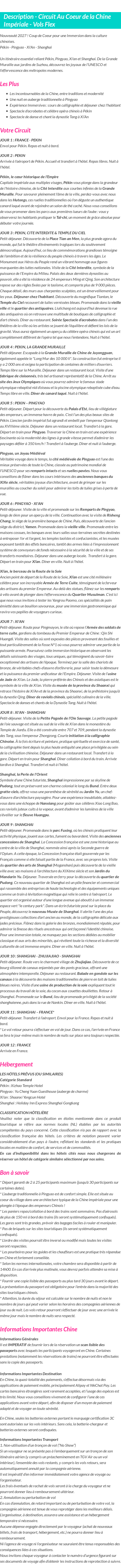 Détails du séjour