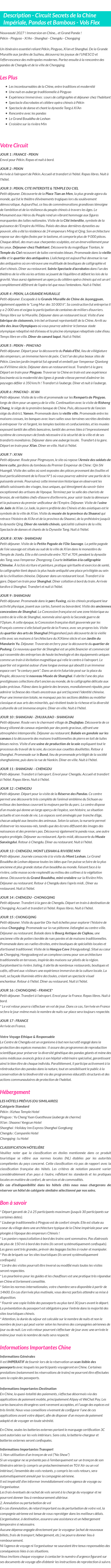 Détails du séjour