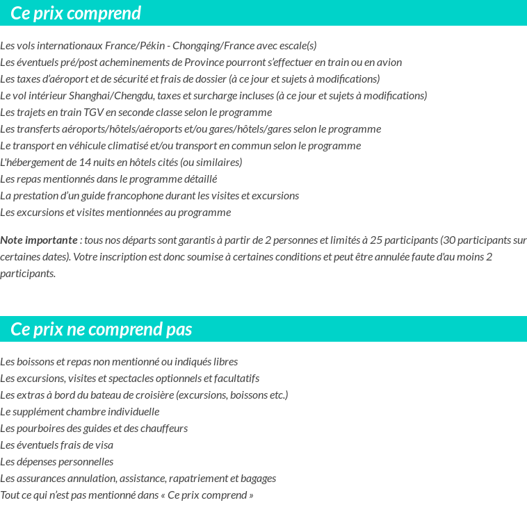 Conditions tarifaires