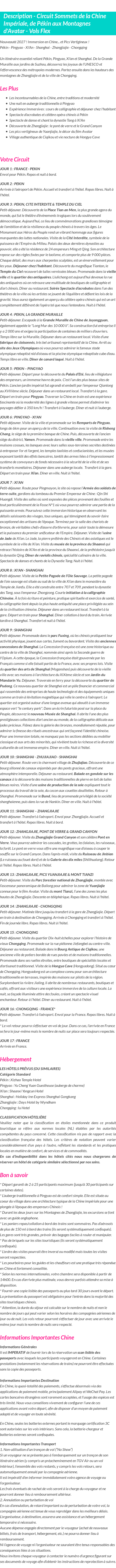 Détails du séjour