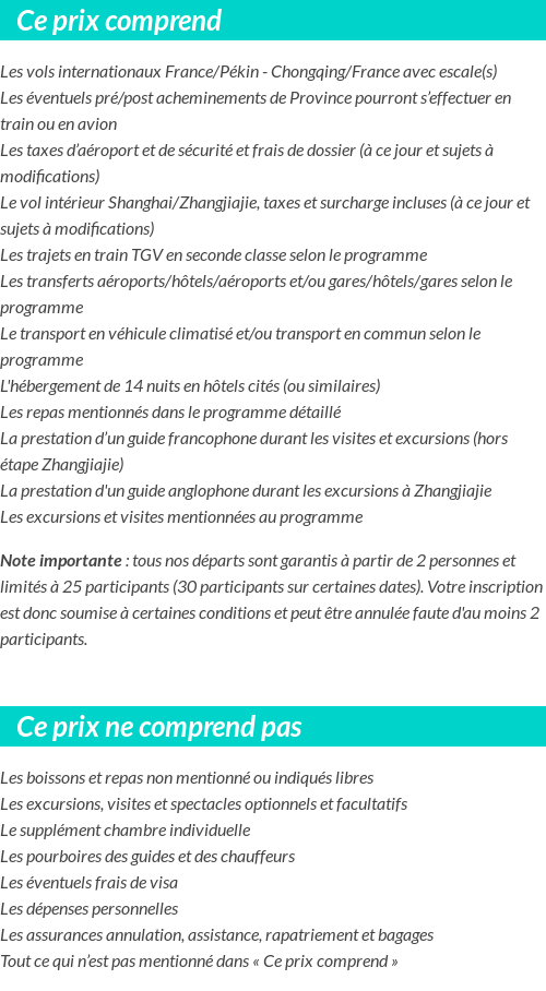 Conditions tarifaires