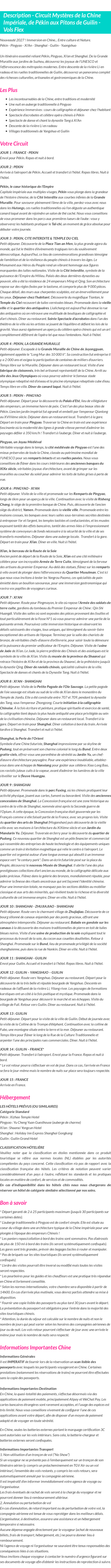 Détails du séjour