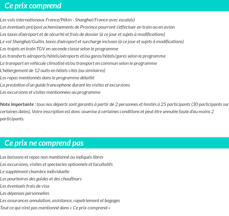 Conditions tarifaires