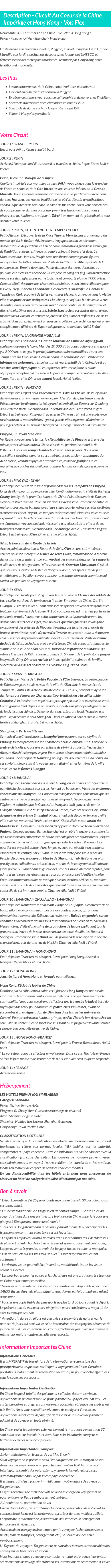 Détails du séjour