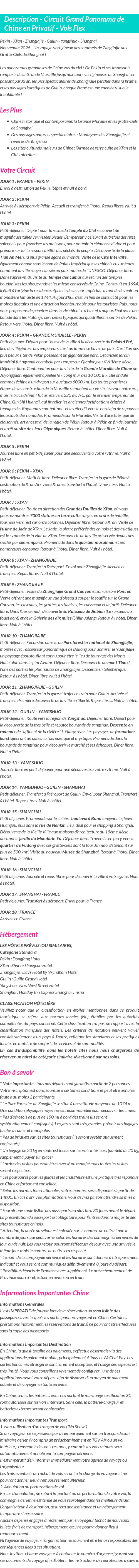 Détails du séjour
