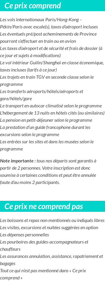Conditions tarifaires