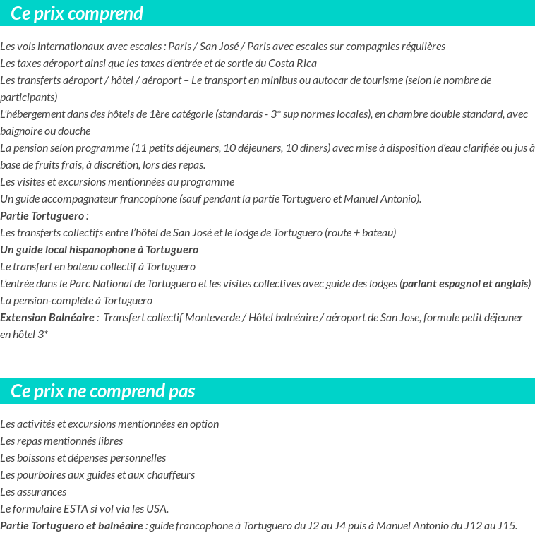 Conditions tarifaires