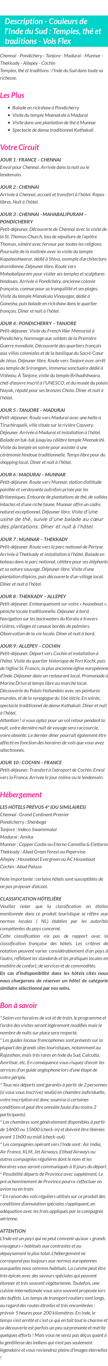 Détails du séjour