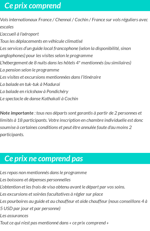 Conditions tarifaires