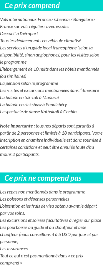 Conditions tarifaires