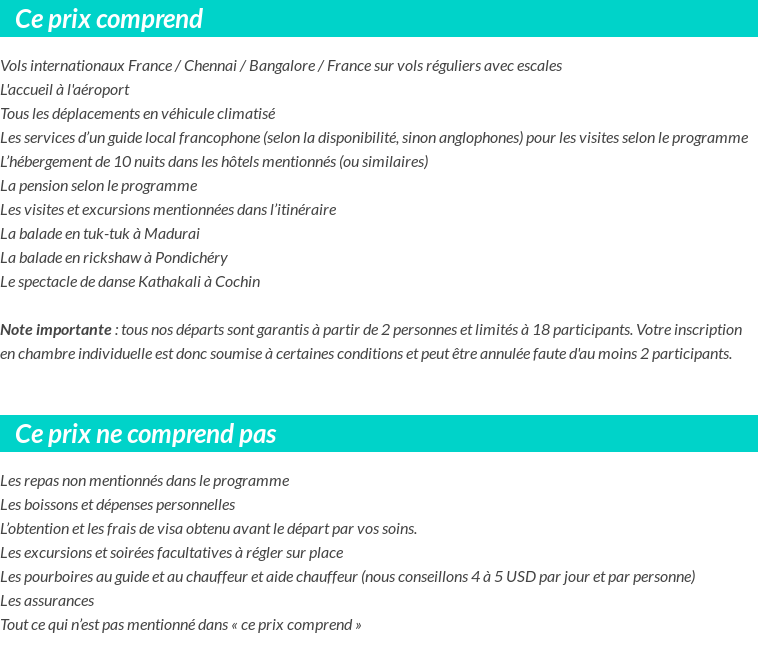 Conditions tarifaires