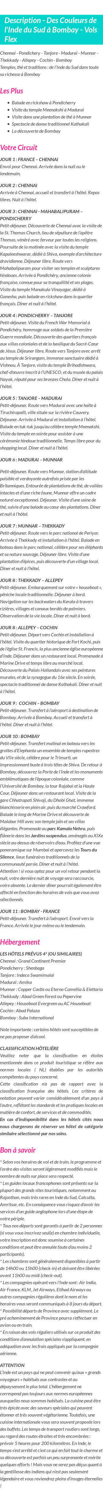 Détails du séjour