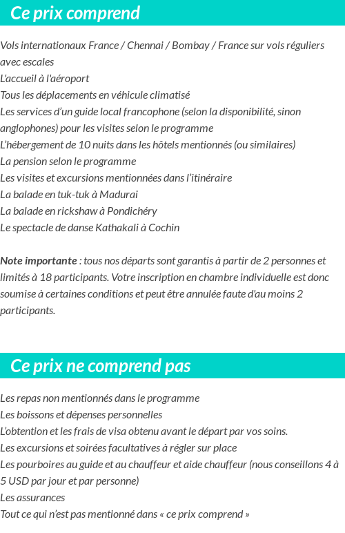 Conditions tarifaires