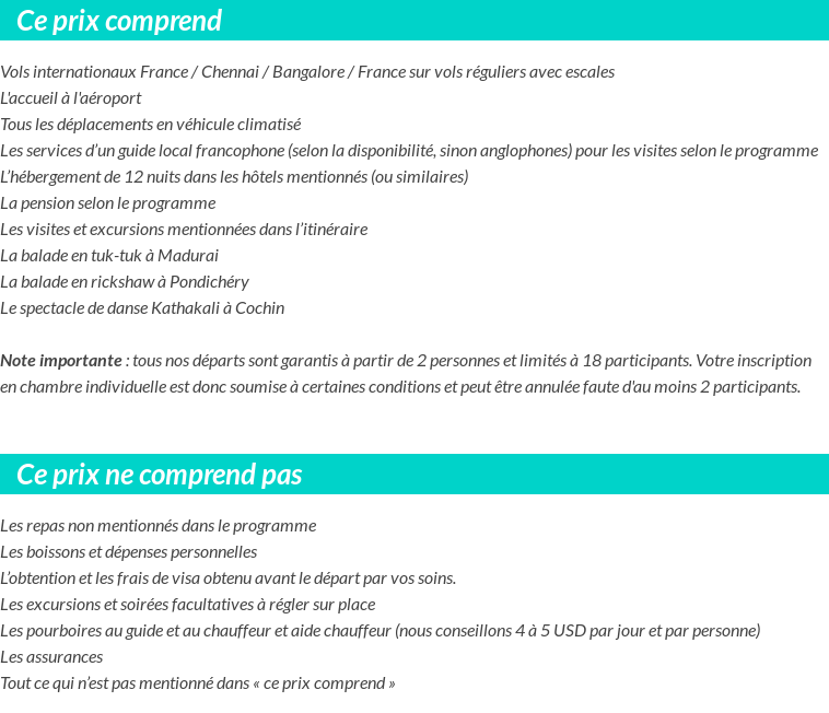 Conditions tarifaires