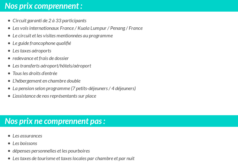 Conditions tarifaires