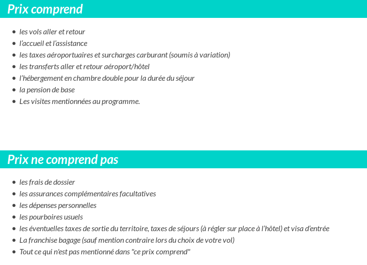 Conditions tarifaires