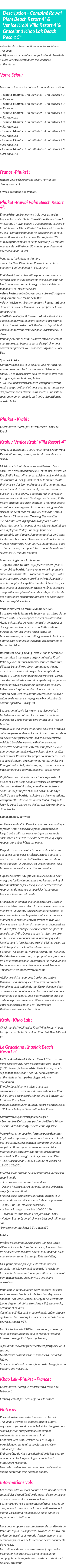 Détails du séjour
