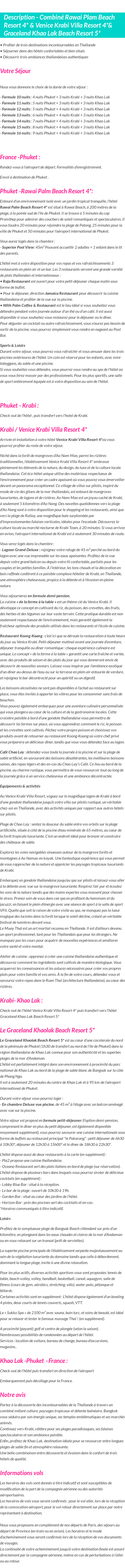 Détails du séjour