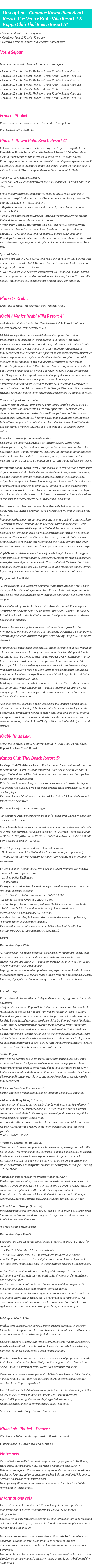 Détails du séjour