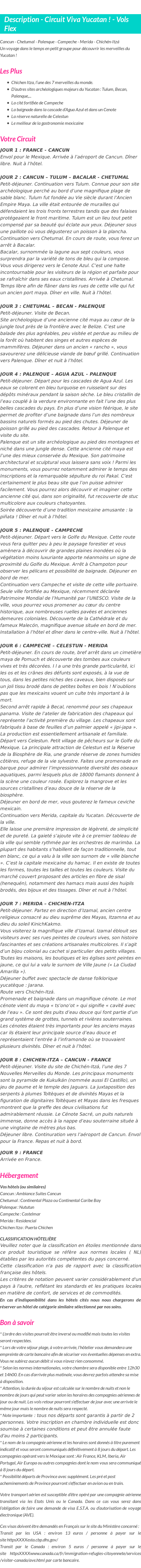 Détails du séjour