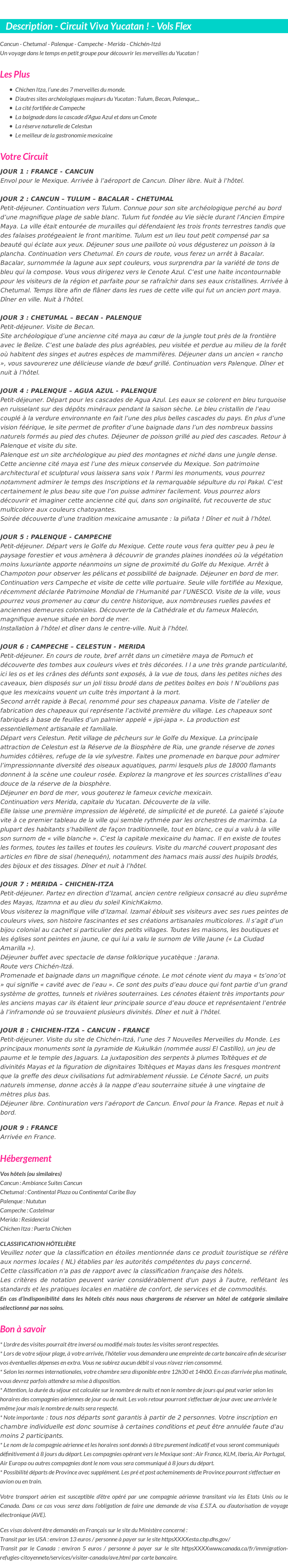 Détails du séjour