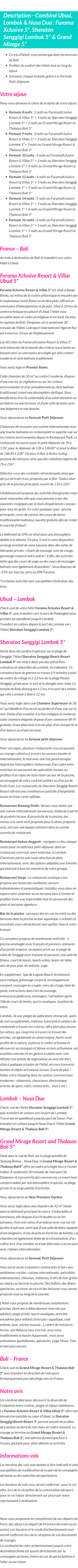 Détails du séjour