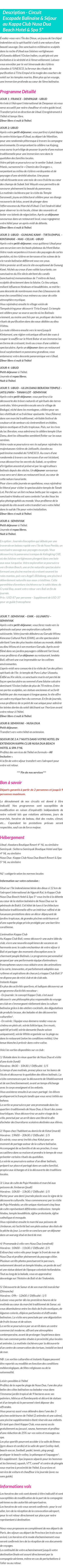 Détails du séjour