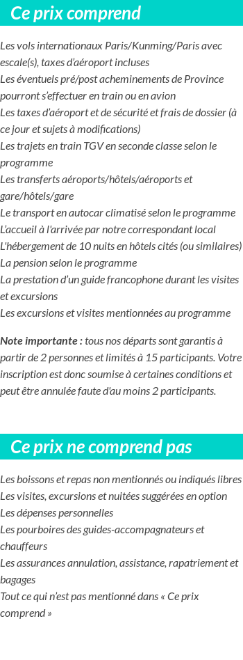 Conditions tarifaires