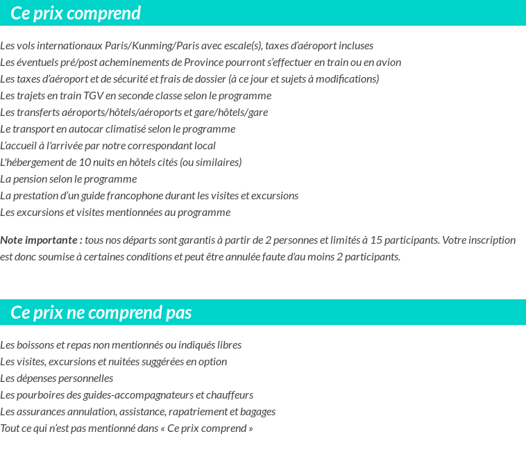 Conditions tarifaires