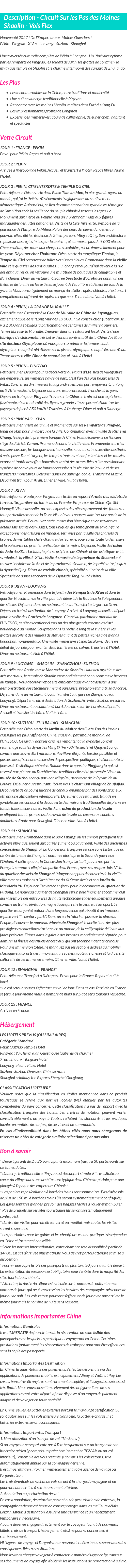 Détails du séjour