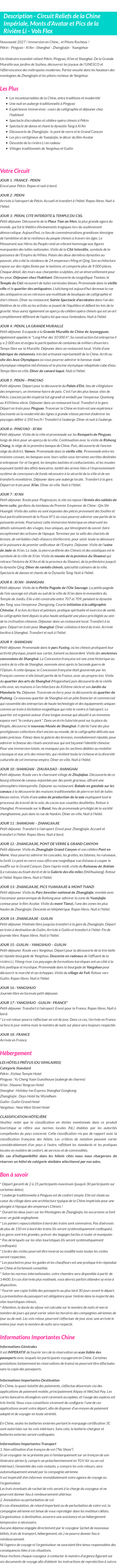Détails du séjour