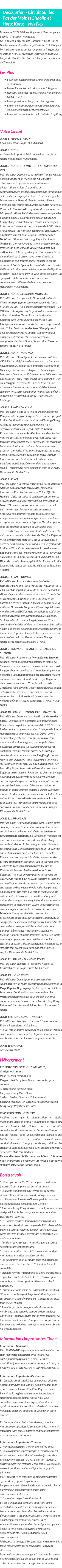 Détails du séjour