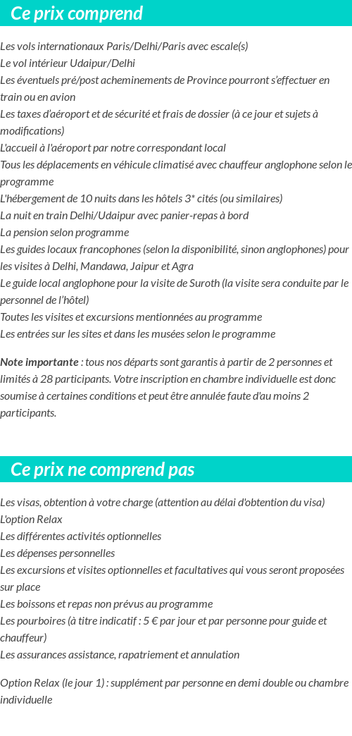 Conditions tarifaires