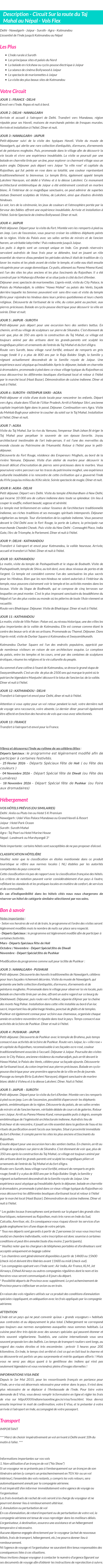 Détails du séjour