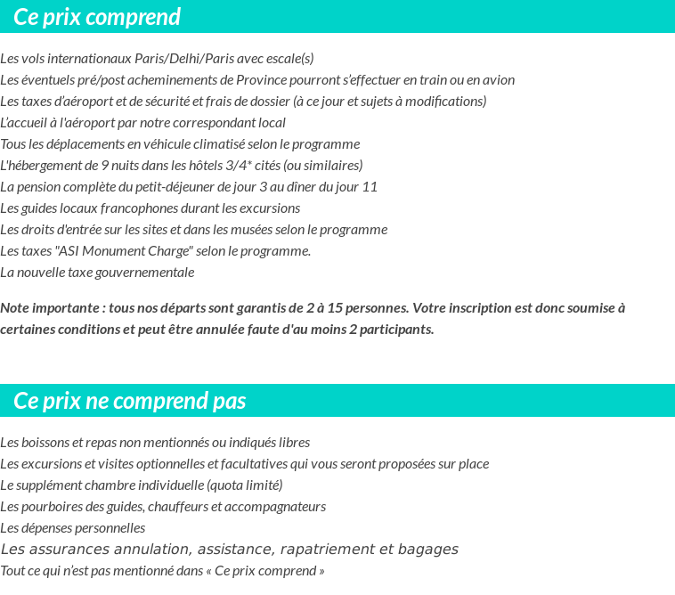 Conditions tarifaires