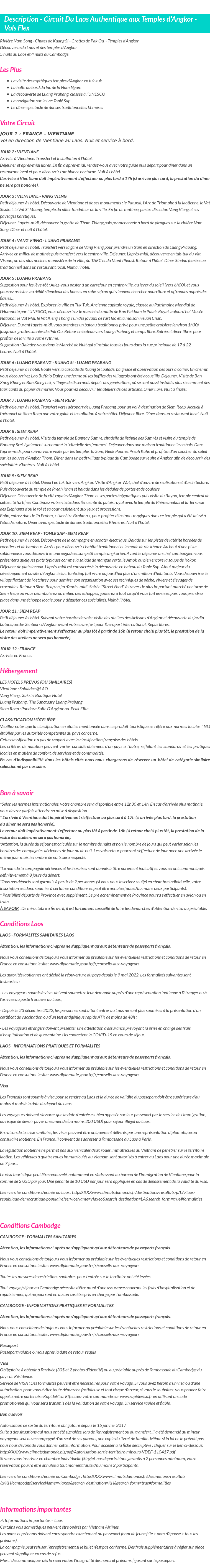 Détails du séjour