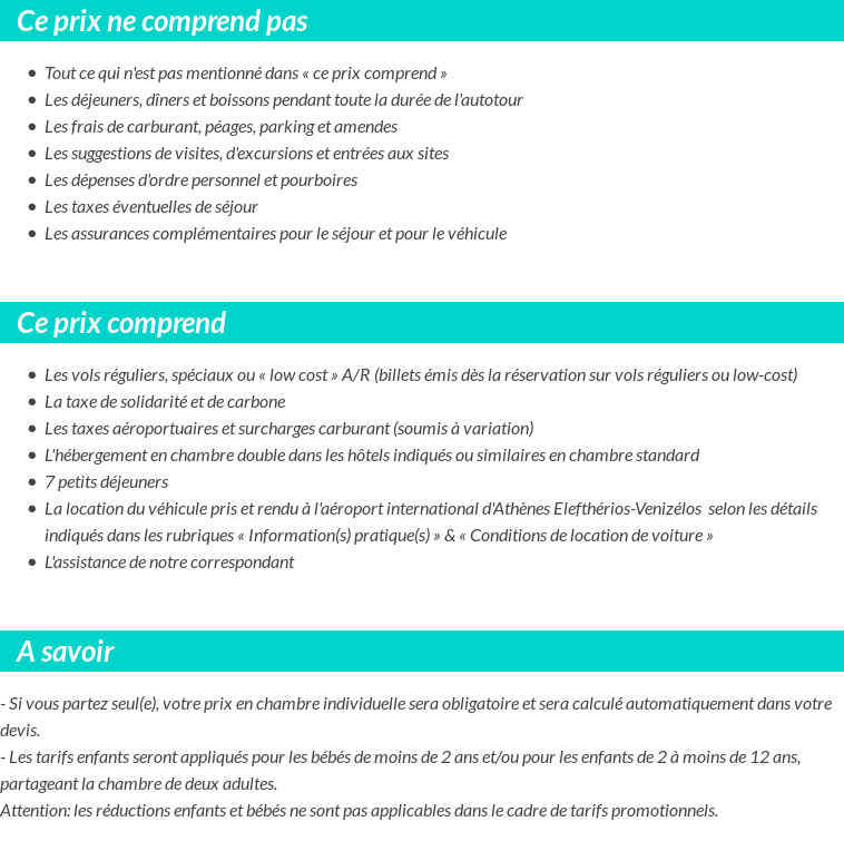 Conditions tarifaires