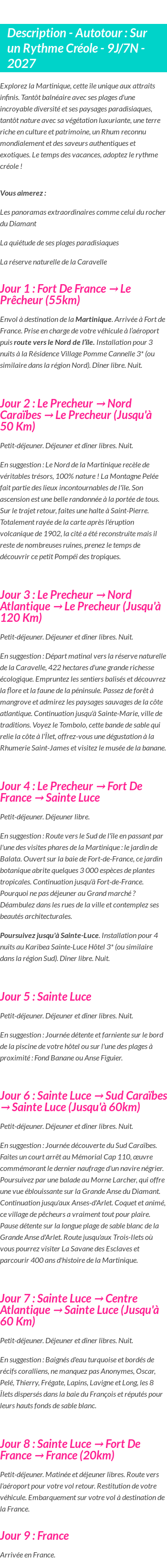 Détails du séjour
