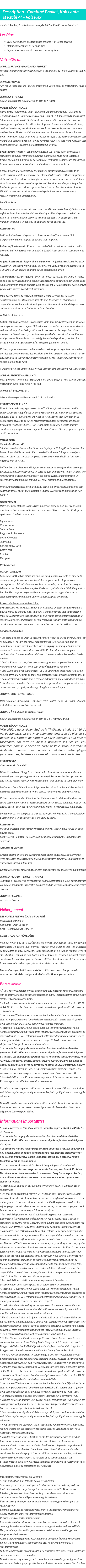Détails du séjour