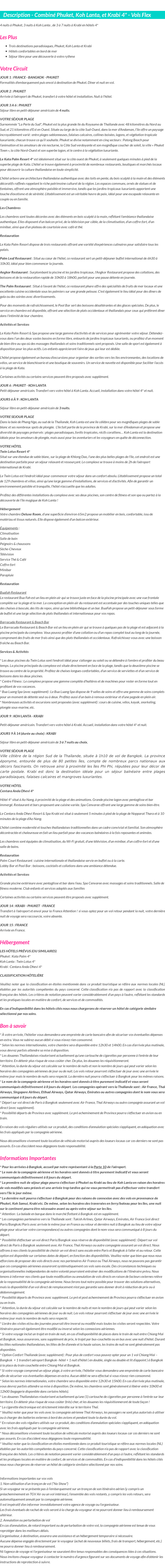 Détails du séjour