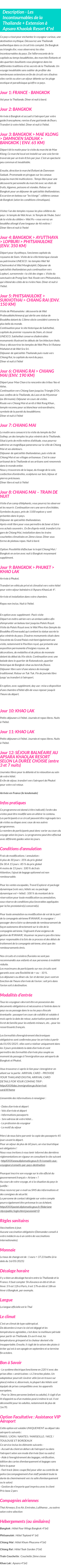 Détails du séjour