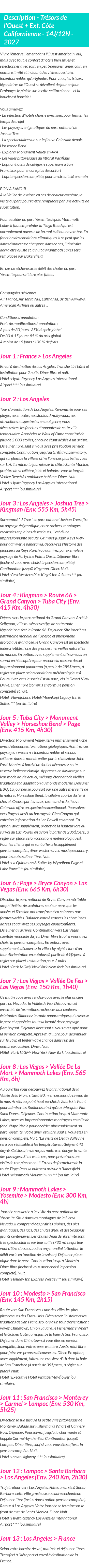 Détails du séjour