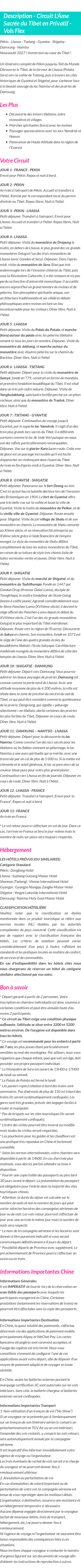 Détails du séjour