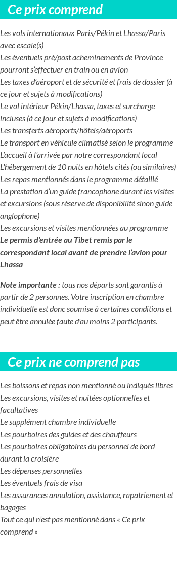 Conditions tarifaires