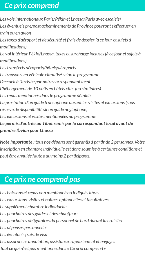 Conditions tarifaires