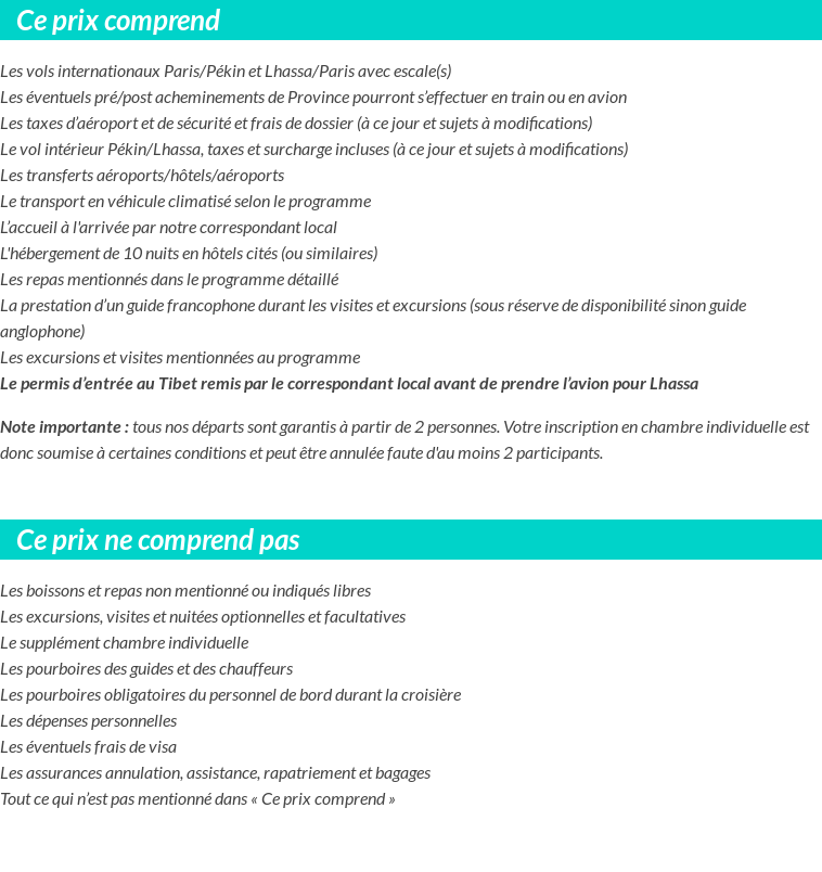 Conditions tarifaires