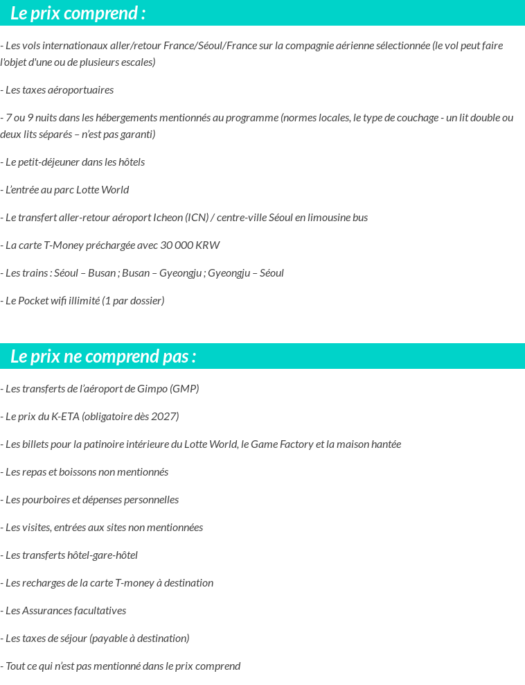 Conditions tarifaires