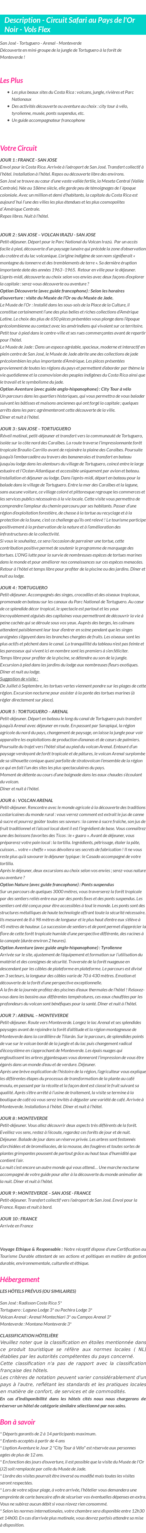 Détails du séjour